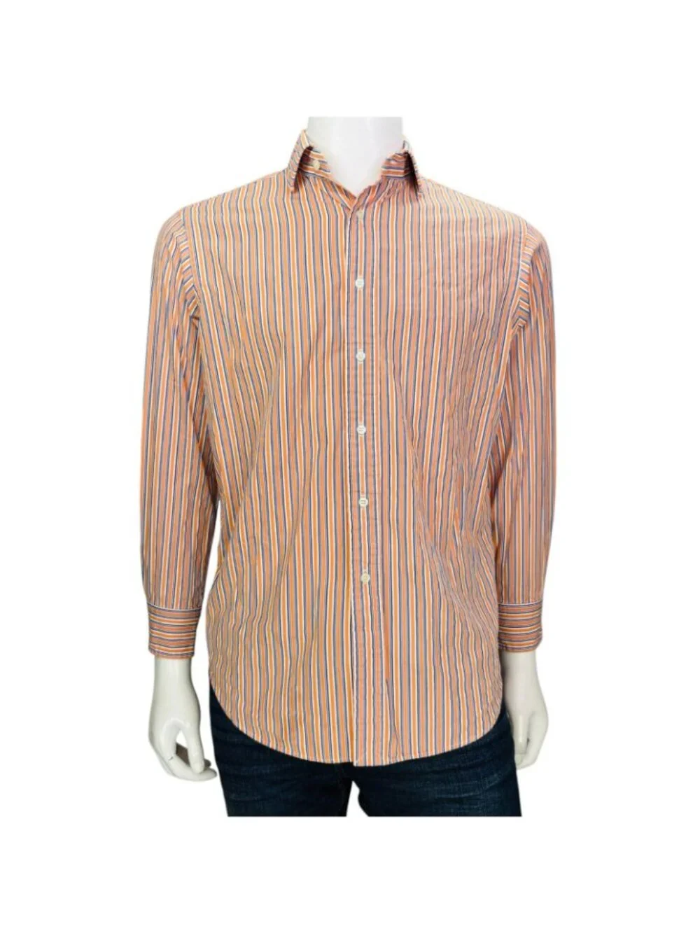 Polo Ralph Lauren Mens Shirt Regent Classic Fit Orange Stripe Size 15.5-32/33| M